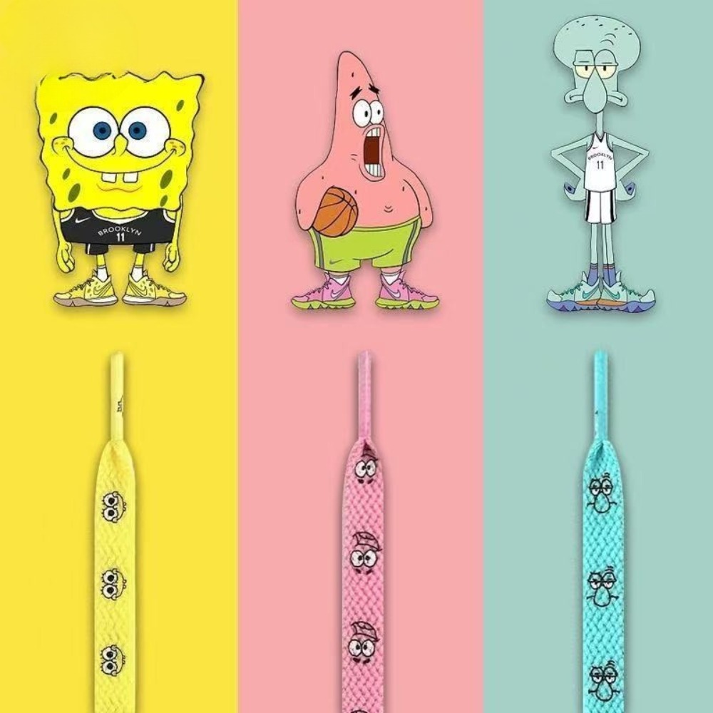 Sneaker Care Accessories - Cute SpongeBob Shoelaces, Pink Yellow Blue